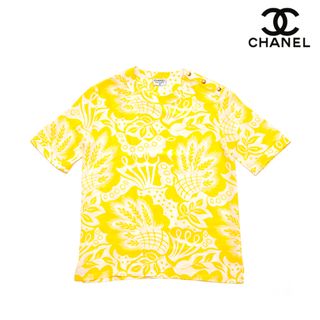 シャネル(CHANEL)のシャネル CHANEL 木の葉柄 サイズ42 1990年 半袖シャツ シルク(シャツ/ブラウス(半袖/袖なし))