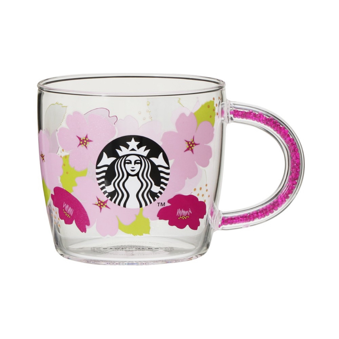 Starbucks(スターバックス)のSAKURA2024ビーズハンドル耐熱グラスマグ296ml  スターバックス インテリア/住まい/日用品のキッチン/食器(グラス/カップ)の商品写真