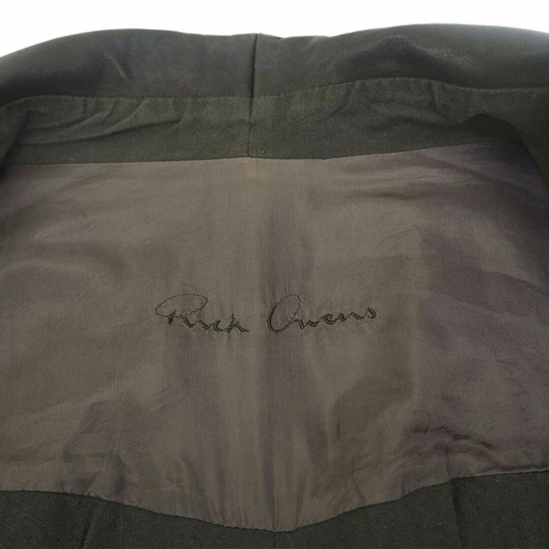 Rick Owens(リックオウエンス)のRick OWens リック オウエンス レザー ジャケット カーキ M レディース 長袖 本革 ラムレザー ジャンパー シングル ライダース くしゅくしゅ やや薄め 細身 タイト 深緑 春秋 レディースのジャケット/アウター(ライダースジャケット)の商品写真