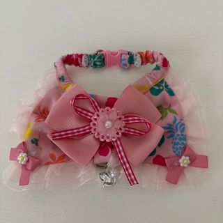 ピンクのハワイアンチョーカー(ペット服/アクセサリー)