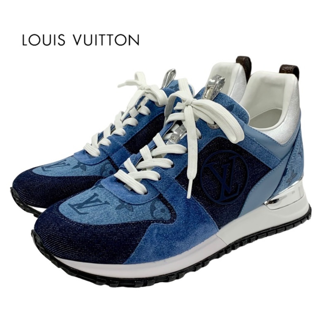 LOUIS VUITTON(ルイヴィトン)の未使用 ルイヴィトン LOUIS VUITTON ランアウェイライン モノグラム スニーカー 靴 シューズ LVロゴ インヒール デニム ブルー レディースの靴/シューズ(スニーカー)の商品写真