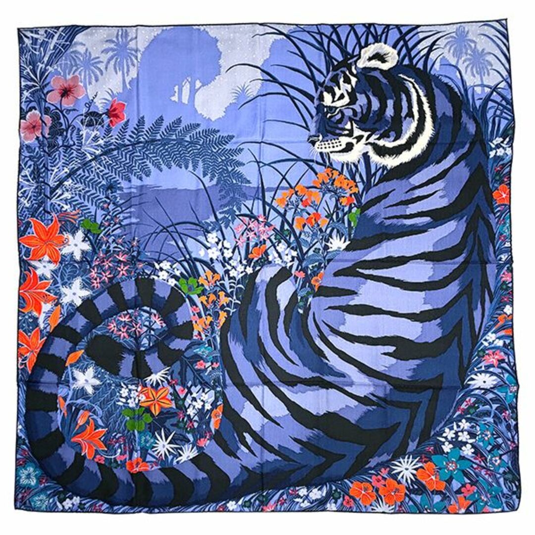 HERMES - エルメス カレジェアン 140 スカーフ ストール  タイガータイガー tiger tiger ラベンダー オレンジ ブラック レディース 新品 7718