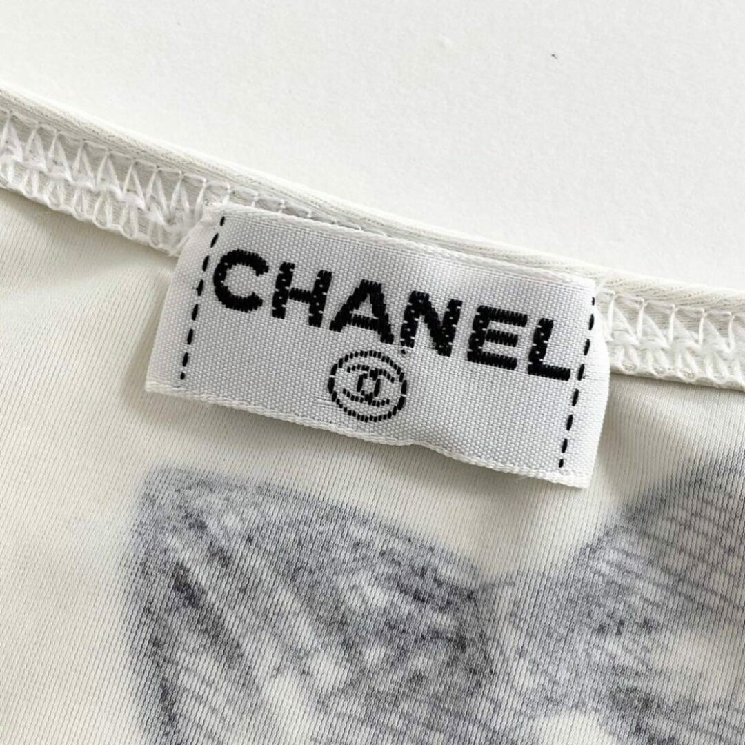 CHANEL(シャネル)の24i22 CHANEL シャネル ホルターネックワンピース マリンウェア サイズ38 ホワイト レディース ヴィンテージ マイヨ素材 ココマーク 水着 レディースのワンピース(ミニワンピース)の商品写真