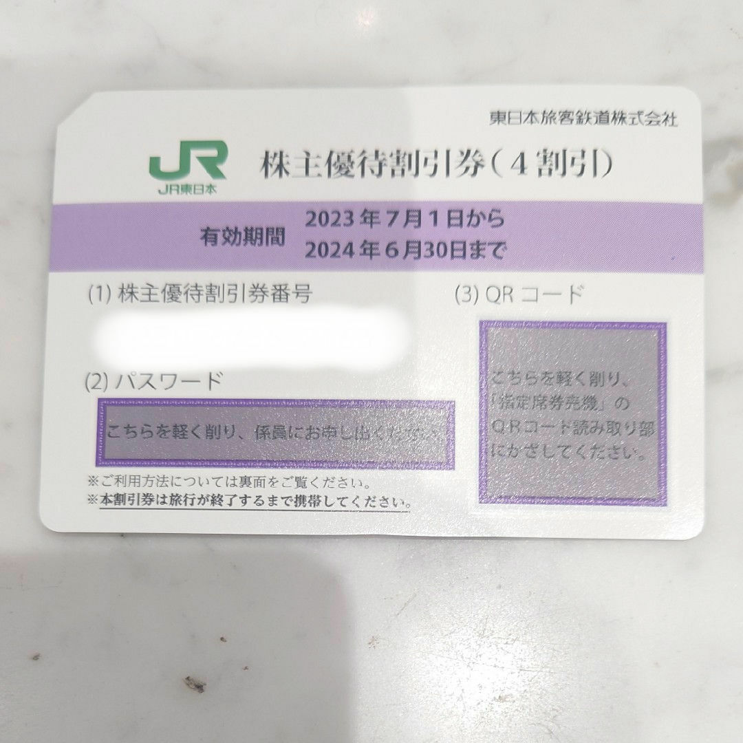 JR(ジェイアール)の[303]JR東日本 株主優待 1枚 2024年6月30日まで チケットの優待券/割引券(その他)の商品写真