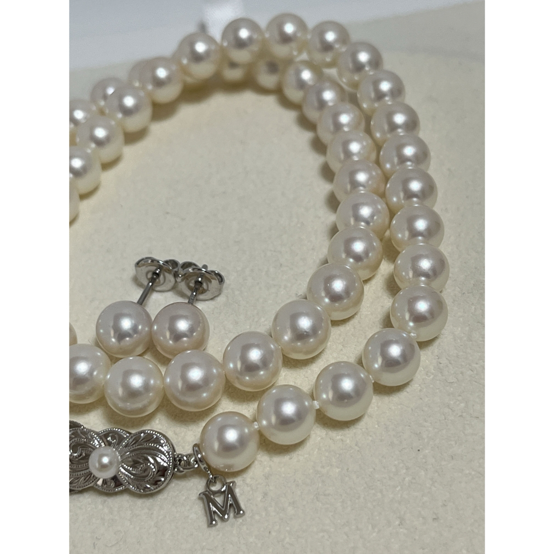 MIKIMOTO(ミキモト)のミキモト　7.5〜8㎜　パールネックレス　7.8㎜ K18ピアスセット  美品 レディースのアクセサリー(ネックレス)の商品写真