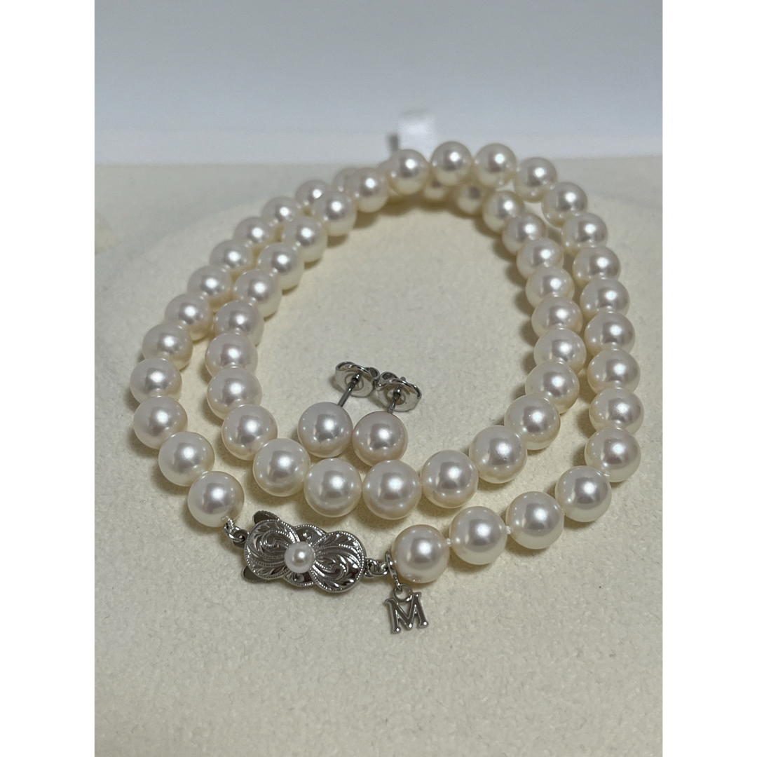 MIKIMOTO(ミキモト)のミキモト　7.5〜8㎜　パールネックレス　7.8㎜ K18ピアスセット  美品 レディースのアクセサリー(ネックレス)の商品写真