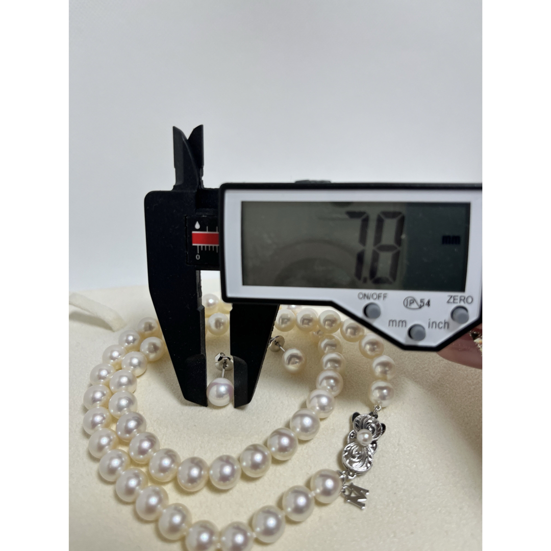 MIKIMOTO(ミキモト)のミキモト　7.5〜8㎜　パールネックレス　7.8㎜ K18ピアスセット  美品 レディースのアクセサリー(ネックレス)の商品写真