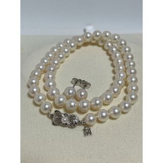 ミキモト(MIKIMOTO)のミキモト　7.5〜8㎜　パールネックレス　7.8㎜ K18ピアスセット  美品(ネックレス)