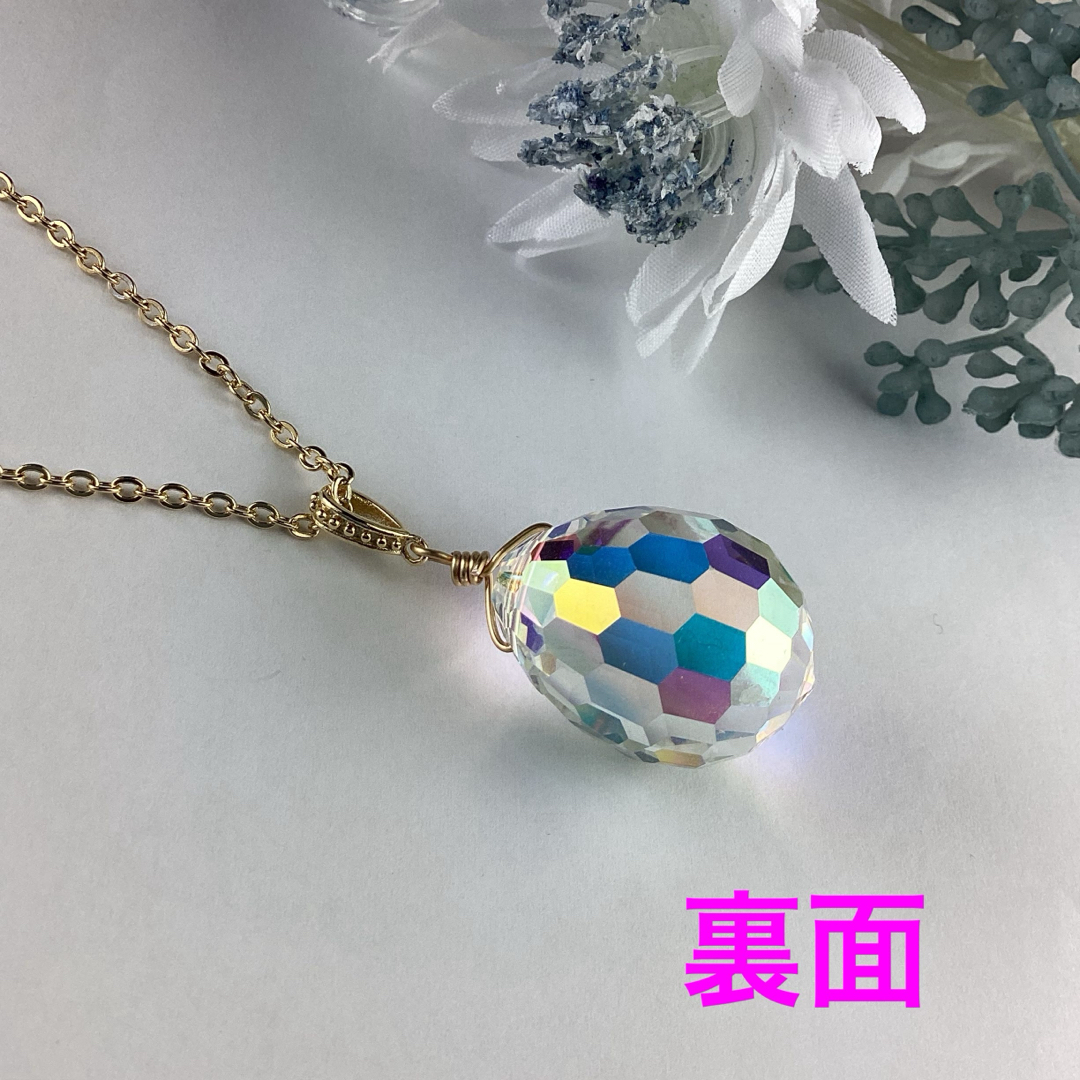 Vintage Swarovski 23mmディスコドロップ〜クリスタルAB ハンドメイドのアクセサリー(ネックレス)の商品写真