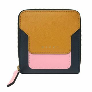 マルニ(Marni)の【新品】マルニ 財布 二つ折り財布(小銭入れあり) MARNI レザー ラウンド ジップアラウンド コンパクトウォレット PFMOQ09 (ネイビー系マルチ) アウトレット レディース(財布)