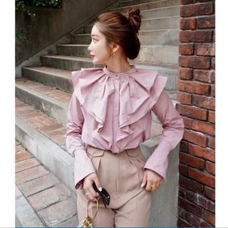 ヘヨン　HYEON　flower petal blouse/pink(シャツ/ブラウス(長袖/七分))