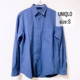 ユニクロ(UNIQLO)のUNIQLO   メンズ　フランネルシャツ　長袖　ブルー　S(シャツ)