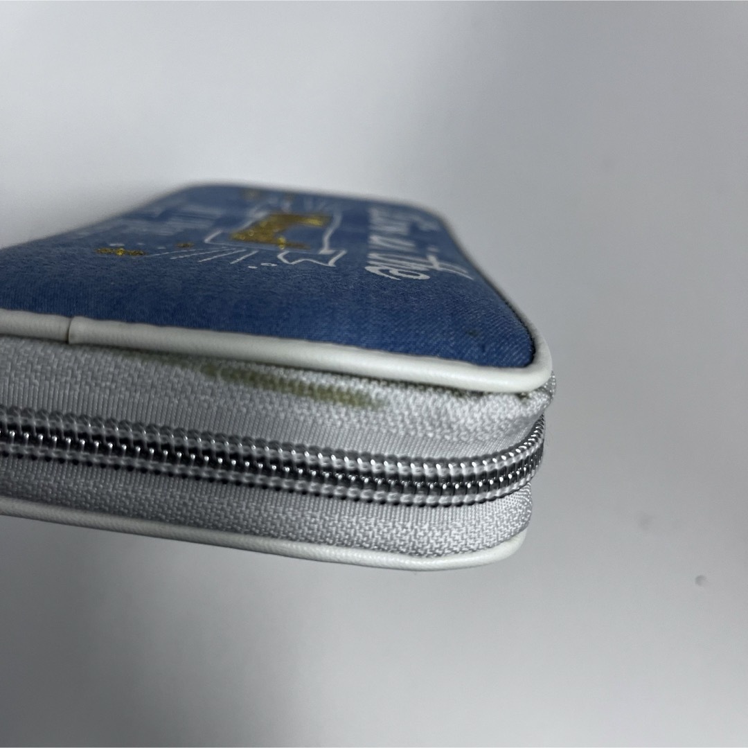 ロゴ　長財布　シンプル　お財布　刺繍　デニム風 レディースのファッション小物(財布)の商品写真