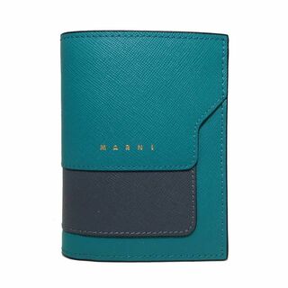 マルニ(Marni)の【新品】マルニ 財布 二つ折り財布(小銭入れあり) MARNI レザー コンパクトウォレット PFMOQ14U15 LV520 Z477N (ブルー系マルチ) アウトレット レディース(財布)