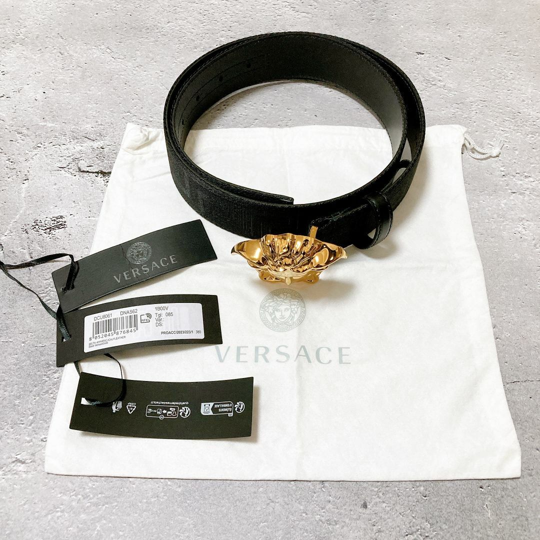 VERSACE(ヴェルサーチ)の定価¥63,800 VERSACE グレカ ラ メドゥーサ カーフレザー ベルト メンズのファッション小物(ベルト)の商品写真