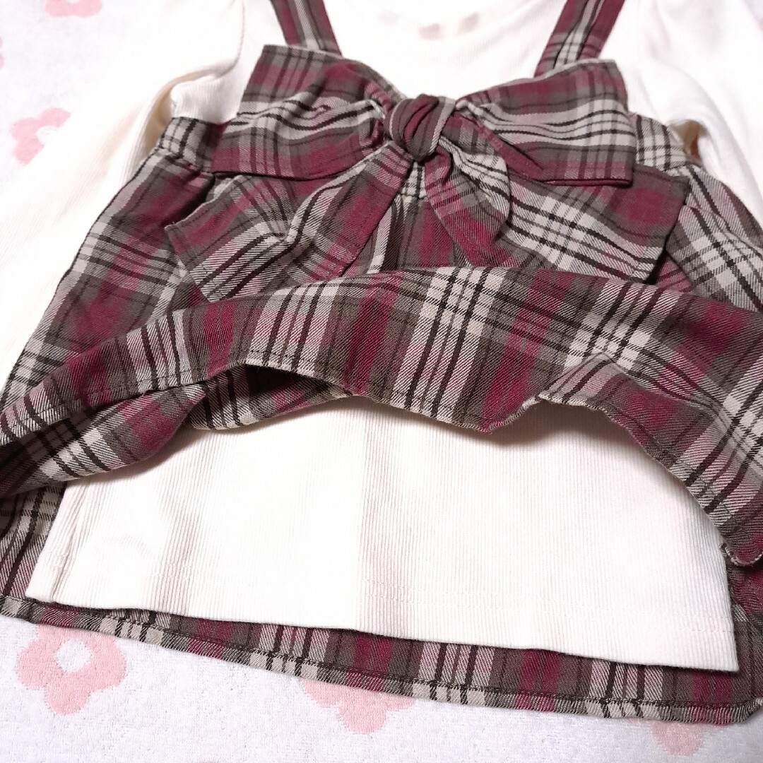 anyFAM(エニィファム)のエニィファム チェックリボン トップス 120 キッズ/ベビー/マタニティのキッズ服女の子用(90cm~)(Tシャツ/カットソー)の商品写真