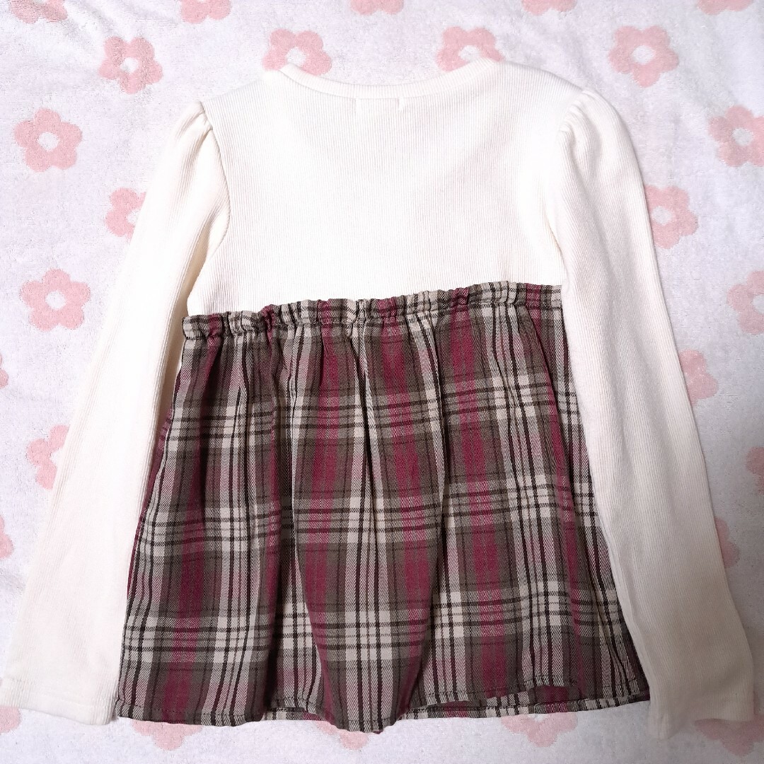 anyFAM(エニィファム)のエニィファム チェックリボン トップス 120 キッズ/ベビー/マタニティのキッズ服女の子用(90cm~)(Tシャツ/カットソー)の商品写真