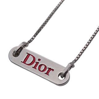 クリスチャンディオール(Christian Dior)のディオール Dior ネックレス レディース ブランド シルバー レッド プレート おしゃれ シンプル 可愛い アクセサリー ロゴ カジュアル 【中古】(ネックレス)