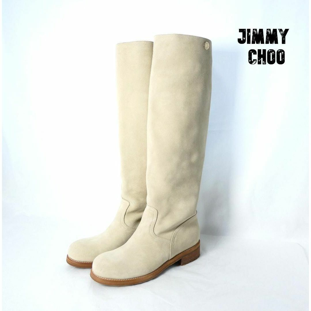 JIMMY CHOO(ジミーチュウ)の極美品 Jimmy Choo スエード ラウンドトゥ ジョッキーブーツ レディースの靴/シューズ(ブーツ)の商品写真