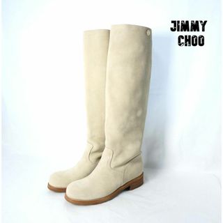 ジミーチュウ(JIMMY CHOO)の極美品 Jimmy Choo スエード ラウンドトゥ ジョッキーブーツ(ブーツ)