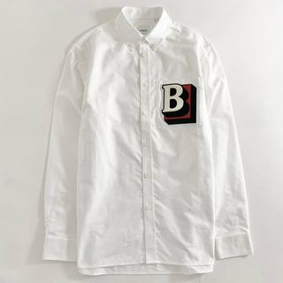 バーバリー(BURBERRY)の23g12 BURBERRY バーバリー レターグラフィック 長袖シャツ ボタンダウンシャツ カジュアルシャツ 胸元ロゴ S 実寸L相当 メンズ 正規品(シャツ)