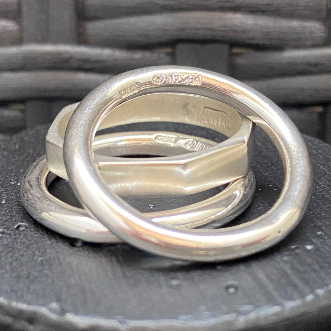 VERSANI NY【24号】ポリゴンデザイン 3連リング Silver 925 メンズのアクセサリー(リング(指輪))の商品写真