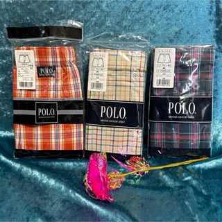 PL3【POLO】一流ブランメンズ布帛前開きトランクス綿100%Mサイズ【新品】(トランクス)