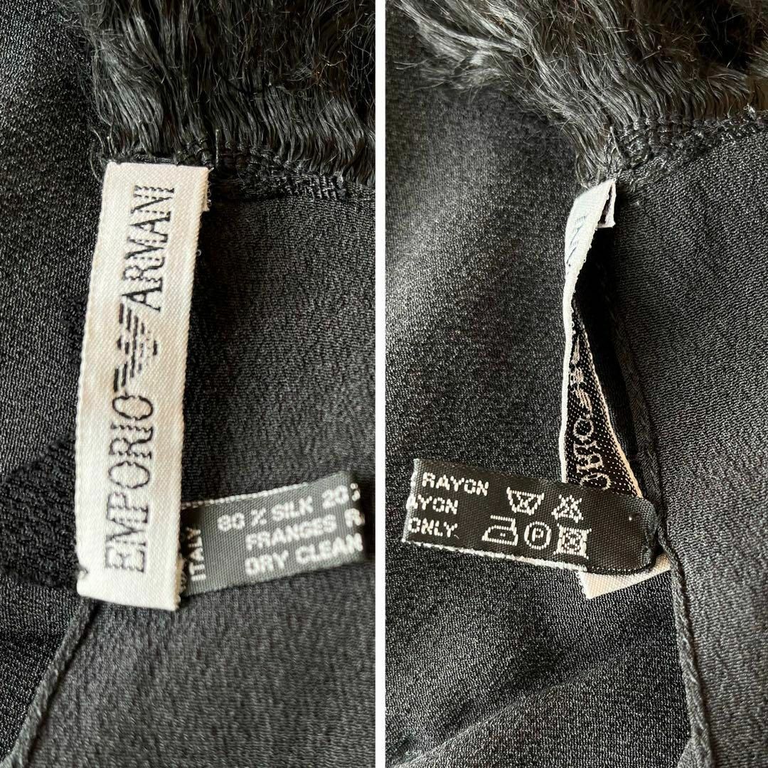 Emporio Armani(エンポリオアルマーニ)のエンポリオアルマーニ  シルク混ストール　ブラック　黒 レディースのファッション小物(バンダナ/スカーフ)の商品写真