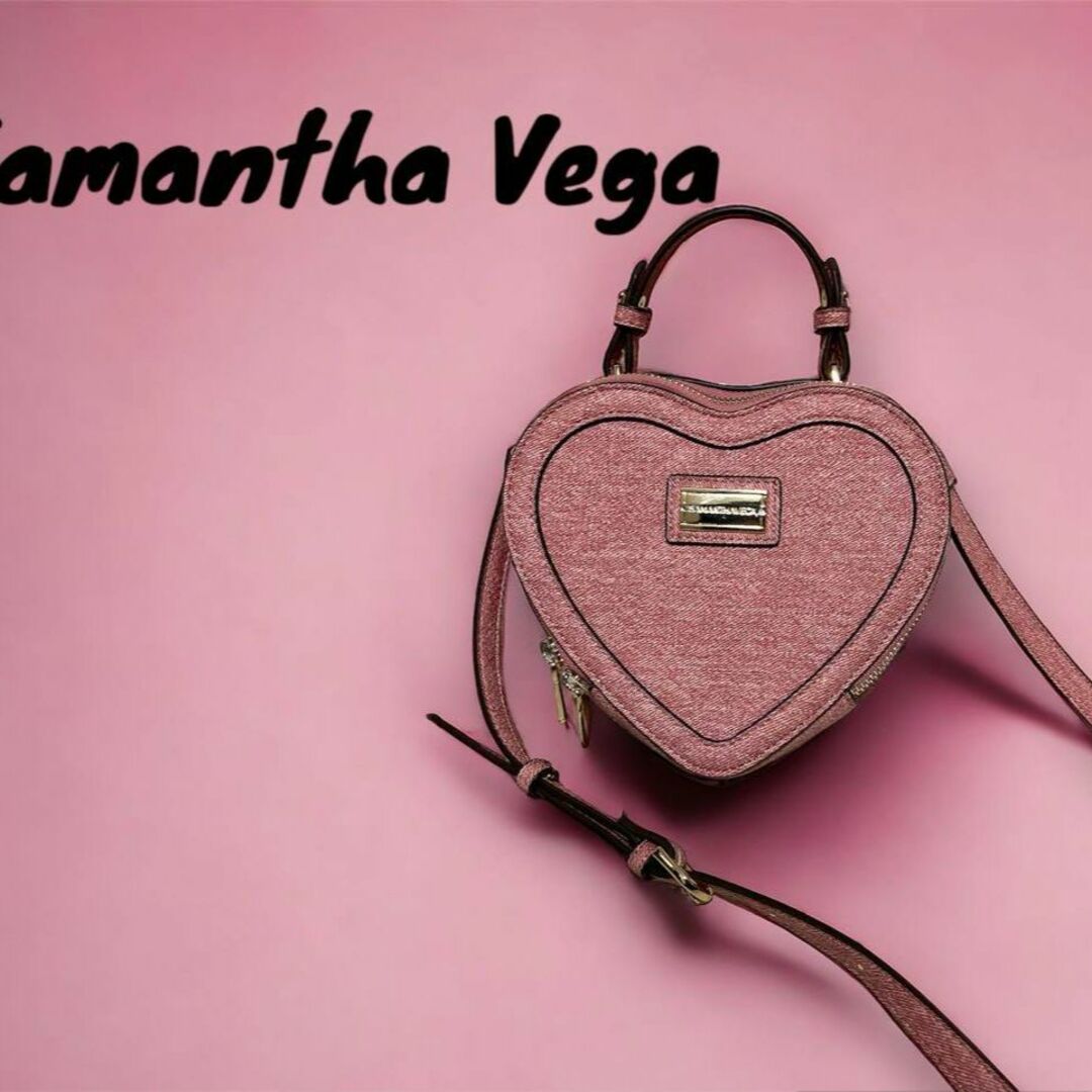 Samantha Vega(サマンサベガ)の【美品】サマンサベカ　ハート型デニムショルダーバック　ピンク レディースのバッグ(ショルダーバッグ)の商品写真