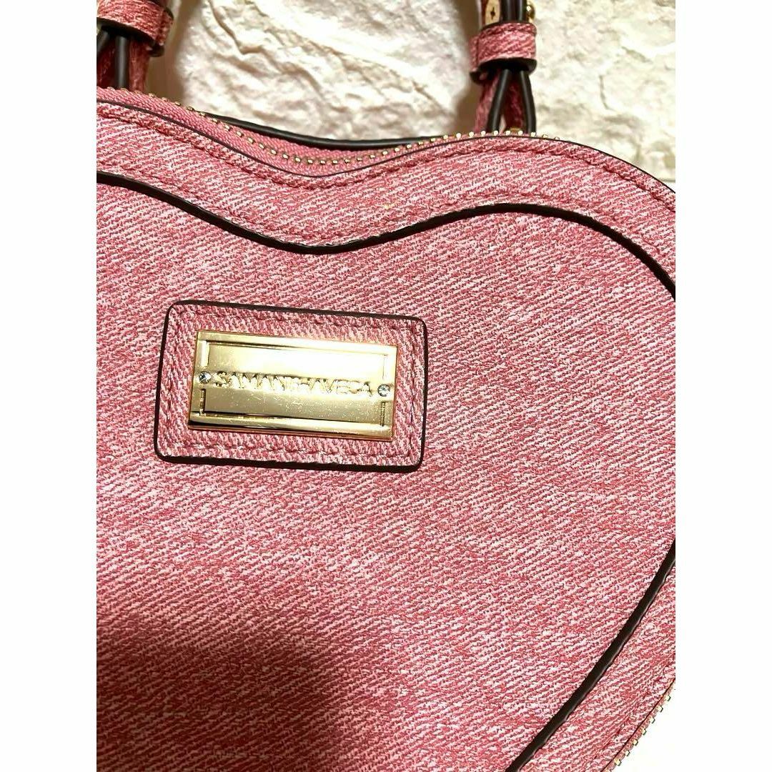 Samantha Vega(サマンサベガ)の【美品】サマンサベカ　ハート型デニムショルダーバック　ピンク レディースのバッグ(ショルダーバッグ)の商品写真