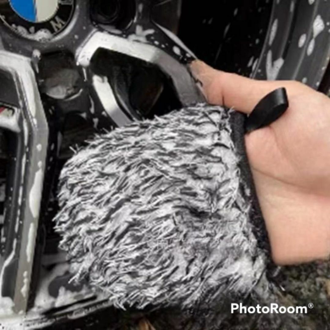 マイクロファイバー ホイールミット ディテール洗車 3つセット 両面 自動車/バイクの自動車(洗車・リペア用品)の商品写真