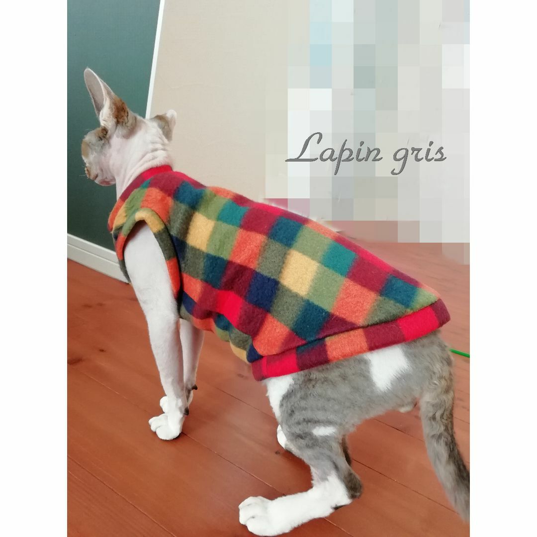 ※猫服※受注生産※あったかフリース※スフィンクス猫の為の服※ ハンドメイド※ その他のペット用品(猫)の商品写真