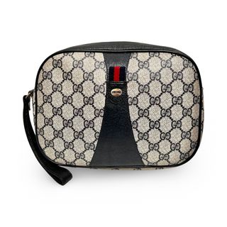 グッチ(Gucci)のGUCCI Accessory Collection オールドグッチ シェリーライン GG柄 セカンドバッグ クラッチバッグ ネイビー(クラッチバッグ)