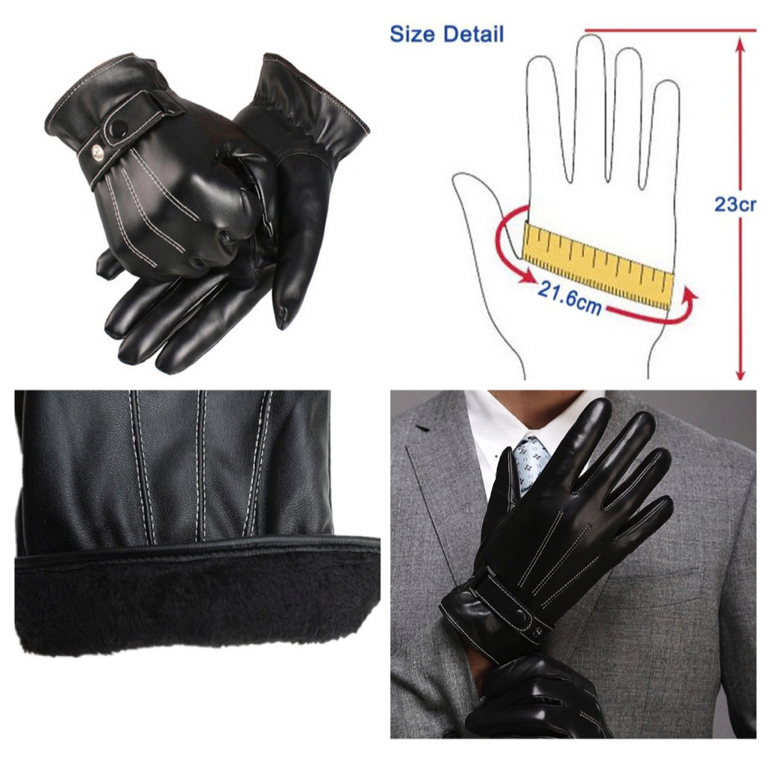 手袋　メンズ　革手袋　レザーグローブ　裏起毛 レディース 革 防寒 メンズのファッション小物(手袋)の商品写真