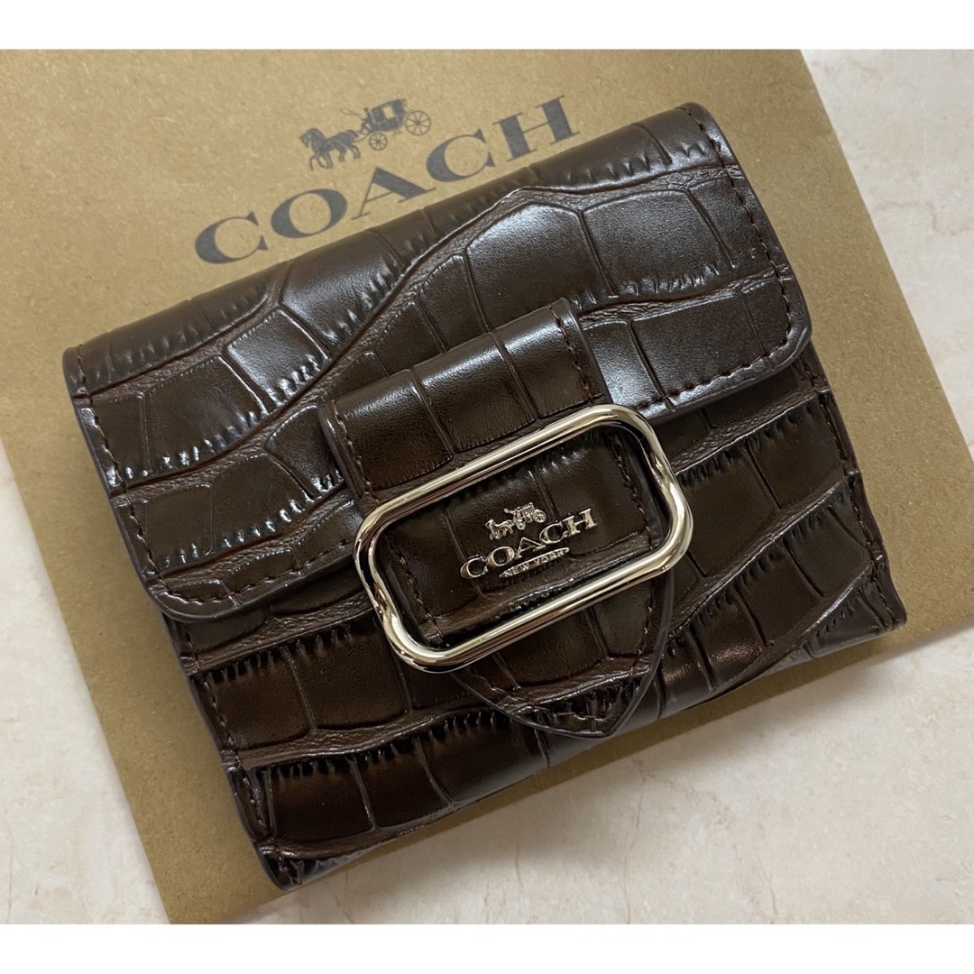 COACH - [新品未使用]✨COACHクロコ型押し二つ折り財布✨ミニ