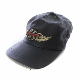 ハーレーダビッドソン(Harley Davidson)のHARLEY DAVIDSON ヴィンテージ 帽子 キャップ レザー 黒(キャップ)