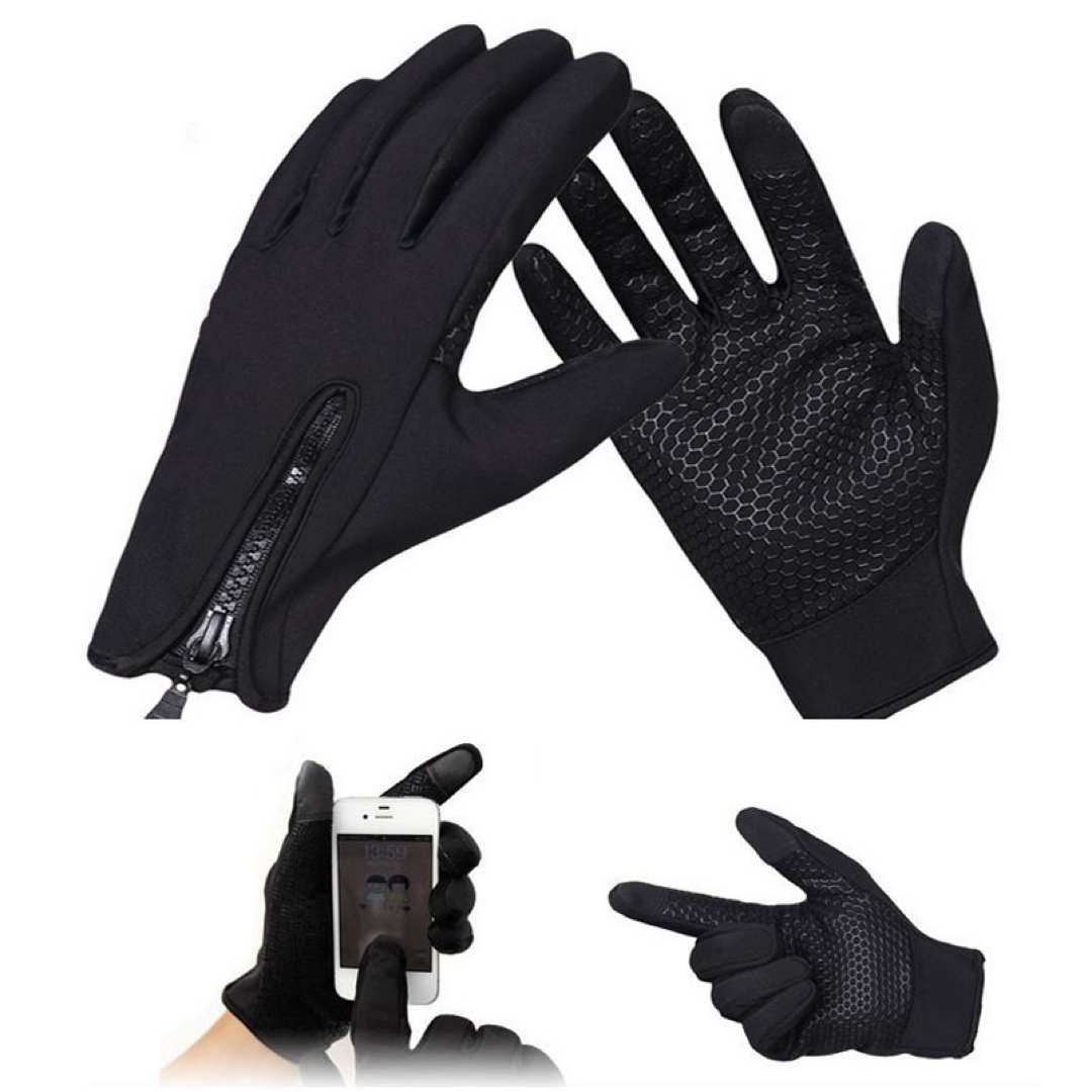 手袋　メンズ　ジップ　革手袋　レザー グローブ　裏起毛 レディース 革 防寒 メンズのファッション小物(手袋)の商品写真