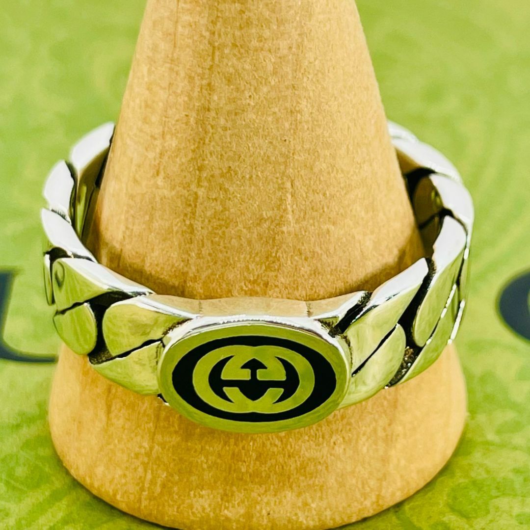 Gucci(グッチ)の23号 グッチ エナメル インターロッキング リング シルバー★808 メンズのアクセサリー(リング(指輪))の商品写真