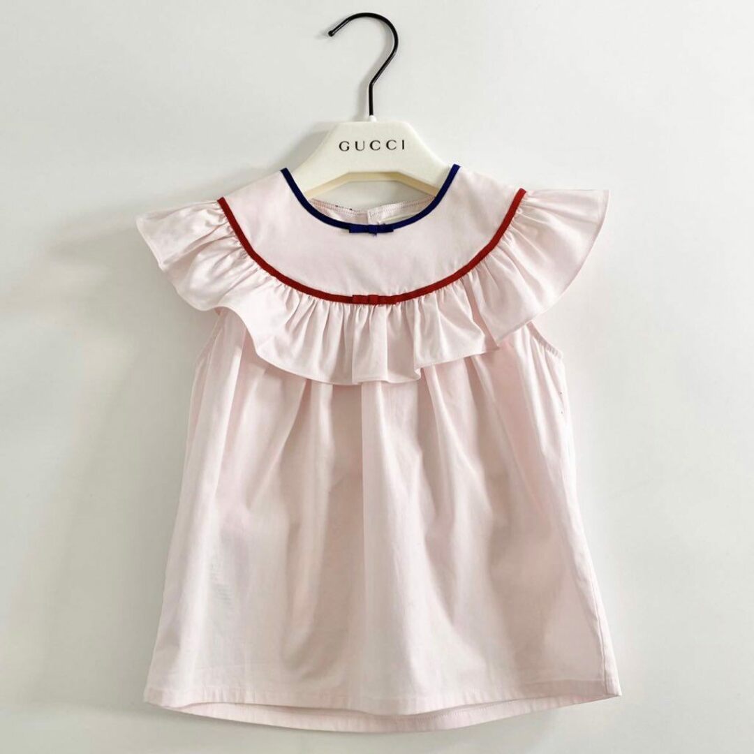 Gucci(グッチ)の51i18 GUCCI グッチ ノースリーブワンピース 24 80cm相当 ピンク キッズ 子供服 ベビー服 女の子 チュニック 春夏 ハンガー付 イタリア製 キッズ/ベビー/マタニティのベビー服(~85cm)(ワンピース)の商品写真