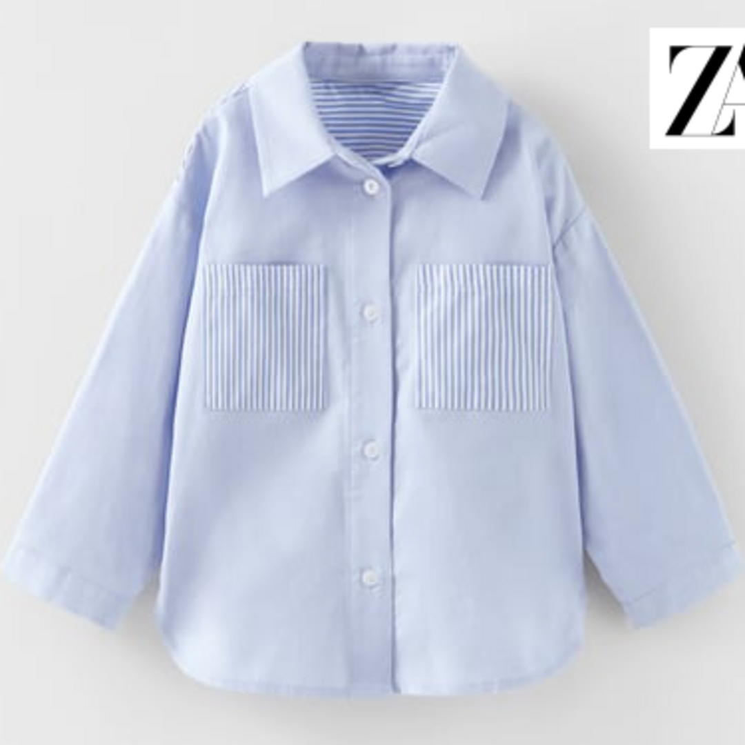 ZARA KIDS(ザラキッズ)の新品未使用・送料無料【ZARA】ベビー　コットンシャツ タグ付き　 92cm キッズ/ベビー/マタニティのキッズ服男の子用(90cm~)(ブラウス)の商品写真