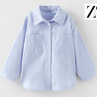 ザラキッズ(ZARA KIDS)の新品未使用・送料無料【ZARA】ベビー　コットンシャツ タグ付き　 92cm(ブラウス)