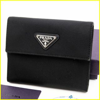 プラダ(PRADA)の★美品★[ギャラ/箱付] プラダ 三つ折り財布 三角プレート ナイロン(財布)