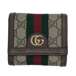 グッチ(Gucci)のグッチ(GUCCI) 59866296IWG 8745 オフィディア GGスプリーム 二つ折り財布 財布 レディース (カラー：ベージュ/エボニー)  【Bランク】【中古】(財布)