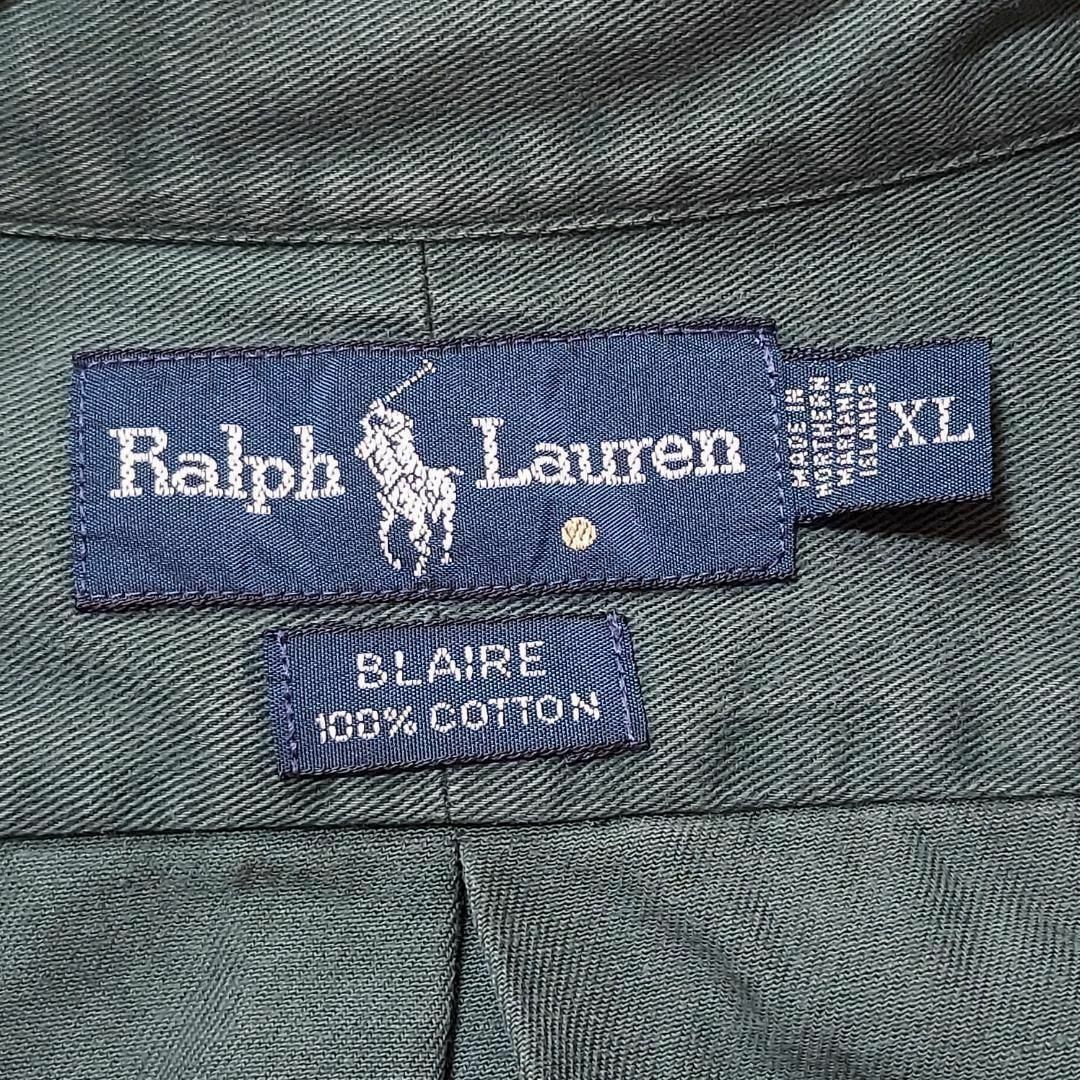 Ralph Lauren(ラルフローレン)の90s ラルフローレン 無地シャツ blaire XL グリーン 緑 赤 ポニー メンズのトップス(シャツ)の商品写真