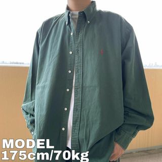 ラルフローレン(Ralph Lauren)の90s ラルフローレン 無地シャツ blaire XL グリーン 緑 赤 ポニー(シャツ)