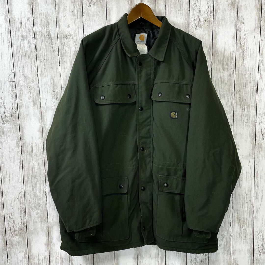 carhartt(カーハート)のビンテージカーハート　ハーフコート　コットンジャケット　MOSモスグリーン　古着 メンズのジャケット/アウター(ブルゾン)の商品写真