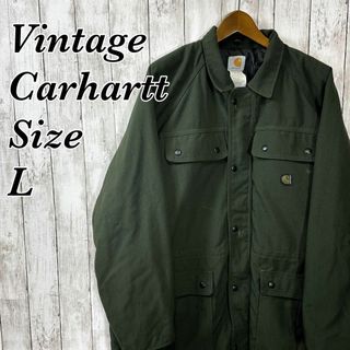 カーハート(carhartt)のビンテージカーハート　ハーフコート　コットンジャケット　MOSモスグリーン　古着(ブルゾン)