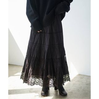 プラージュ(Plage)のPlage ♡ Antique like lace スカート　ブラック(ロングスカート)