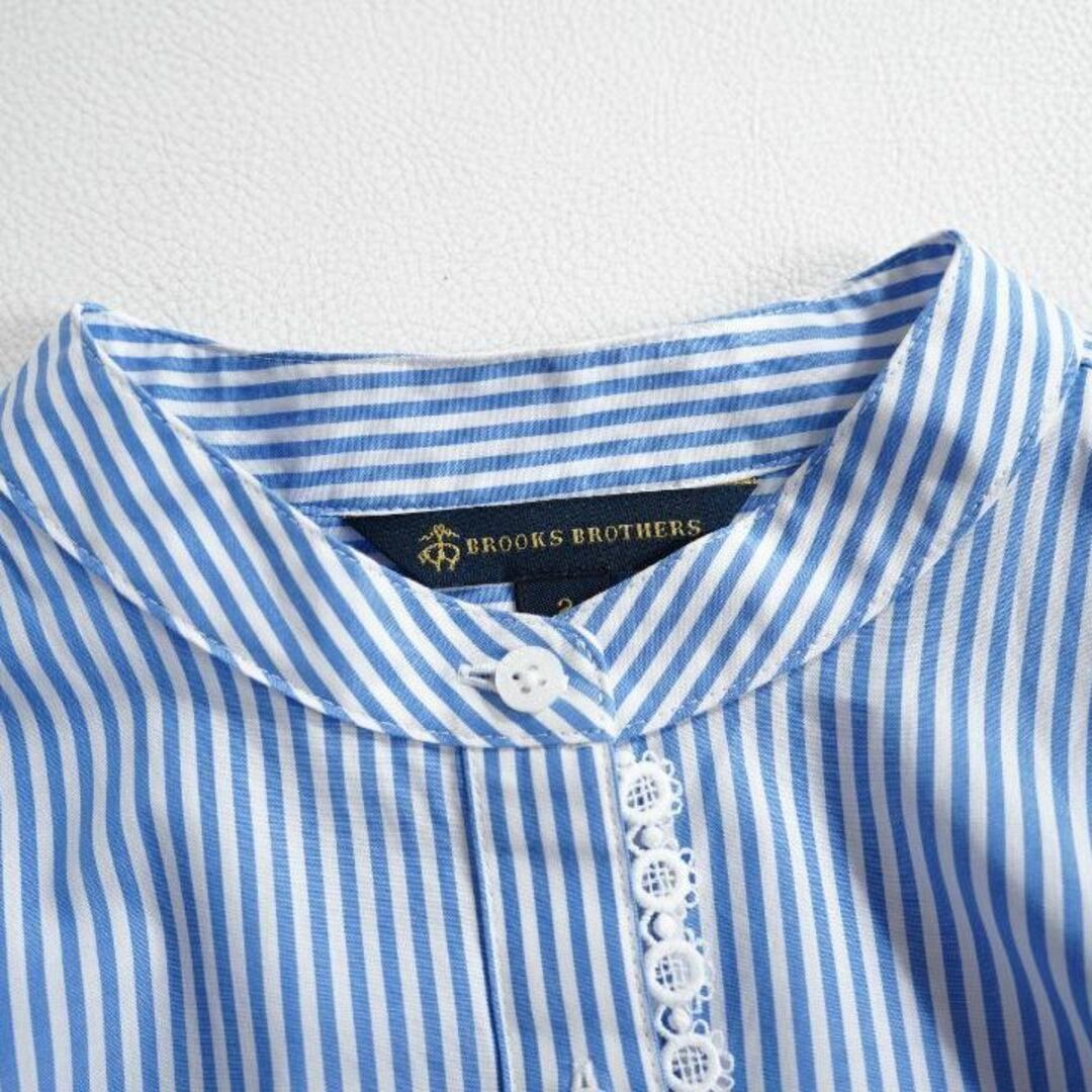 710*美品 ブルックス ブラザーズ ストライプ 刺繍レース シャツ レディースのトップス(シャツ/ブラウス(長袖/七分))の商品写真