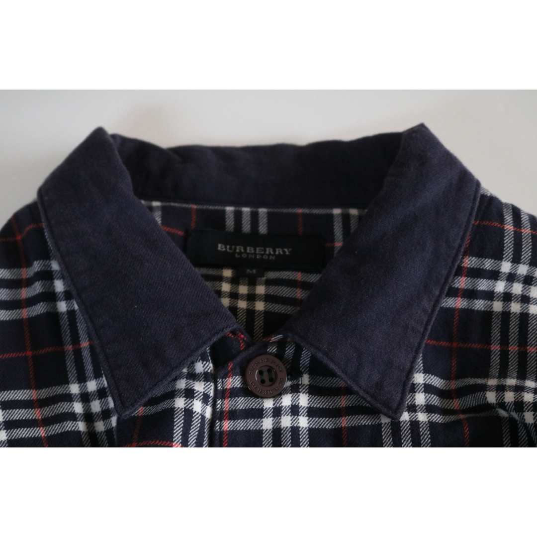 BURBERRY(バーバリー)の【BURBERRY】美品　厚手チェックシャツ　ホースロゴ　紺　L相当★ メンズのトップス(シャツ)の商品写真